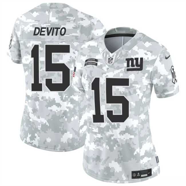 Womens New York Giants #15 Tommy DeVito 2024 F.U.S.E Arctic Camo Salute To Service Limited Stitched Jersey Dzhi->new york giants->NFL Jersey